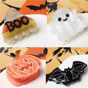 Halloween Hair Clips Set (4pcs) | Ghost, Pumpkin, Bat & Candy Claw Clips